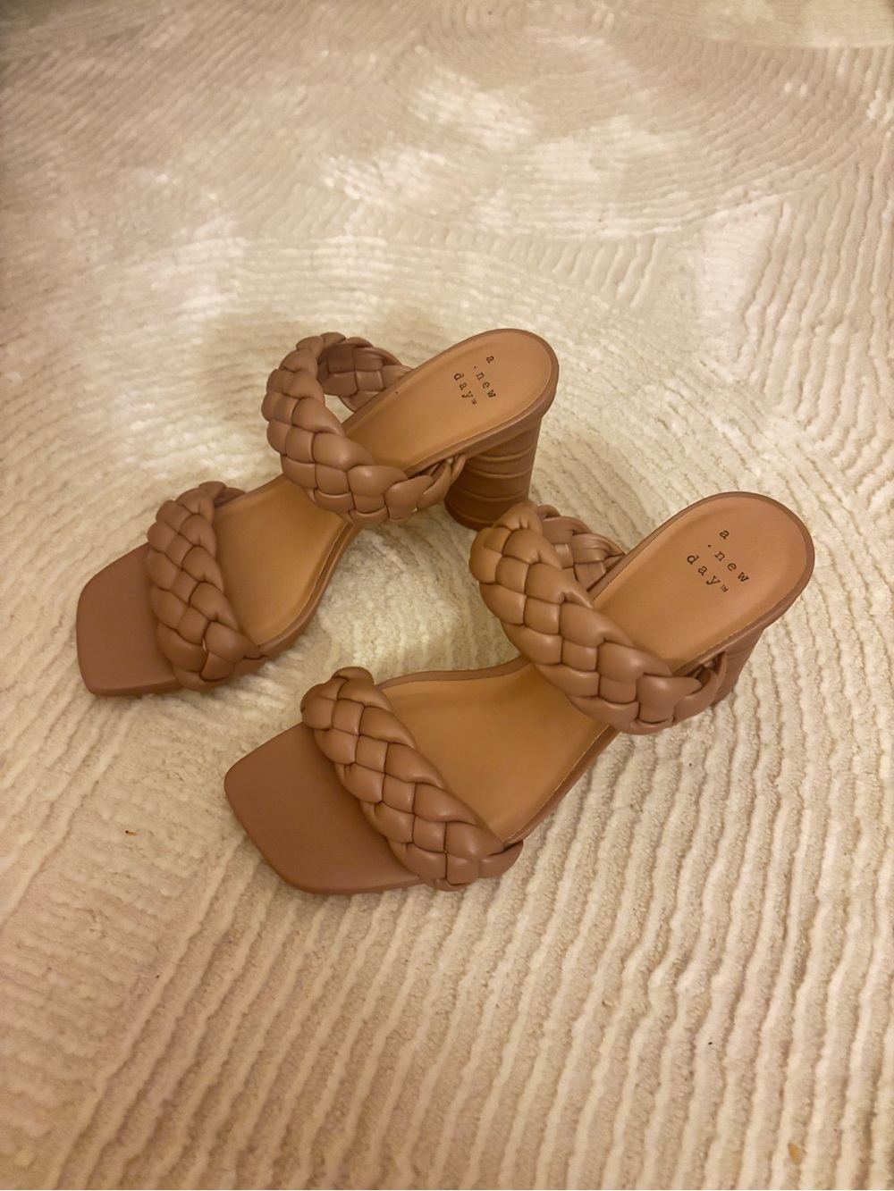 A New Day Braided Tan Slide Mules - Picture 2 of 4